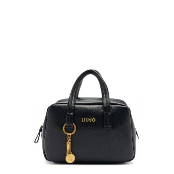 Geanta crossbody de piele ecologica cu accesoriu logo