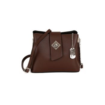 Geanta crossbody mica de piele cu logo