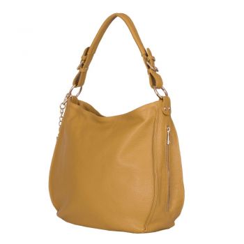 Geanta dama din piele naturala Edina galbena