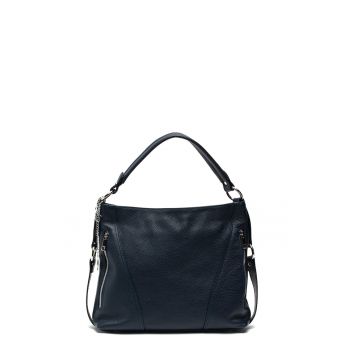 Geanta de piele cu bareta de umar si accesoriu detasabil