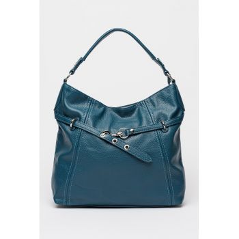 Geanta de piele ecologica cu bareta de umar si aspect texturat