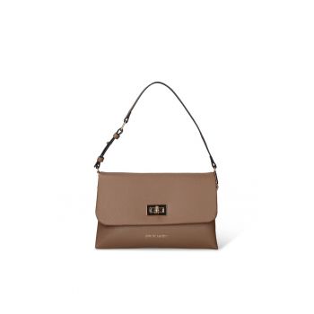 Geanta de piele ecologica cu bareta de umar si clapa Lisandra Pro