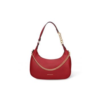 Geanta de piele ecologica cu bareta de umar si lant decorativ Eris Nova