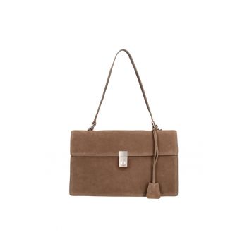 Geanta de piele intoarsa cu bareta de umar Lavinia Chic