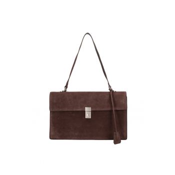 Geanta de piele intoarsa cu bareta de umar Lavinia Chic