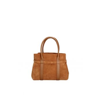 Geanta de piele intoarsa cu maner si bareta detasabila Lumina