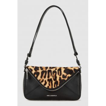 Geanta din piele cu bareta de umar si animal print