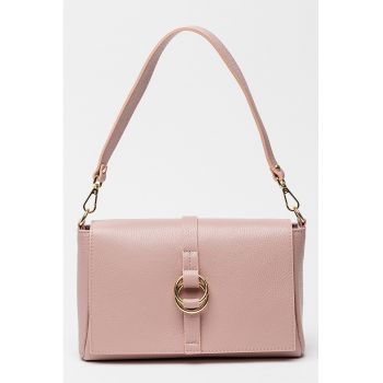 Geanta din piele cu bareta de umar si buzunar cu fermoar