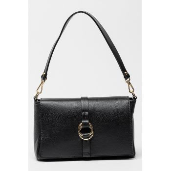 Geanta din piele cu bareta de umar si buzunar cu fermoar