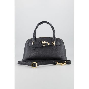 Geanta din piele cu bareta de umar si fermoar