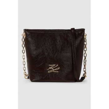 Geanta din piele cu bareta de umar si logo