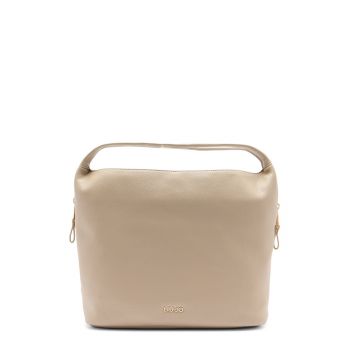 Geanta din piele ecologica cu bareta de umar si detaliu logo