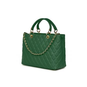 Geanta din piele matlasata Gisella verde