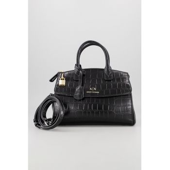 Geanta duffle din piele ecologica cu aspect de piele de crocodil