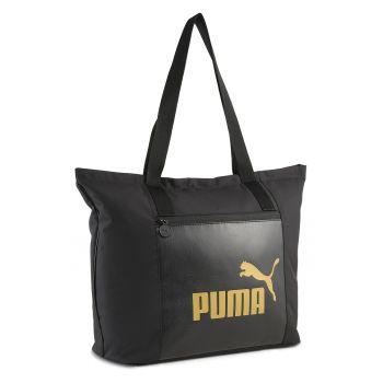 Geanta shopper din material textil cu buzunar frontal cu fermoar