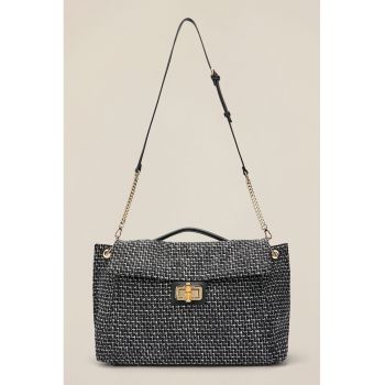 Geanta shopper din material textil cu sistem metalic