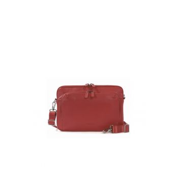 Geanta unisex de piele pentru laptop - Rosu