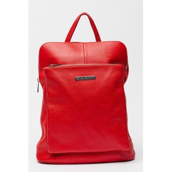 Rucsac convertibil de piele cu buzunare cu fermoar