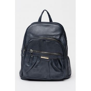 Rucsac de piele ecologica cu buzunare cu fermoar