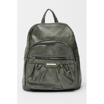 Rucsac de piele ecologica cu buzunare cu fermoar