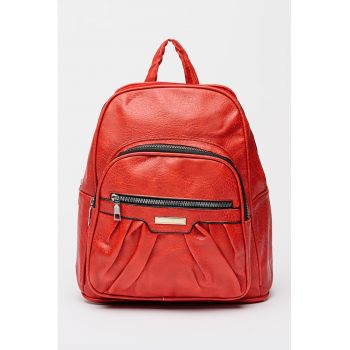 Rucsac de piele ecologica cu buzunare cu fermoar