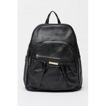 Rucsac de piele ecologica cu buzunare cu fermoar