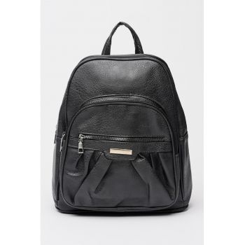 Rucsac de piele ecologica cu buzunare cu fermoar