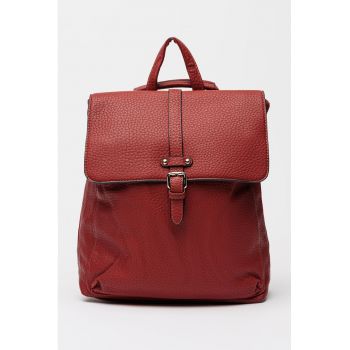 Rucsac de piele ecologica cu inchidere cu clapa