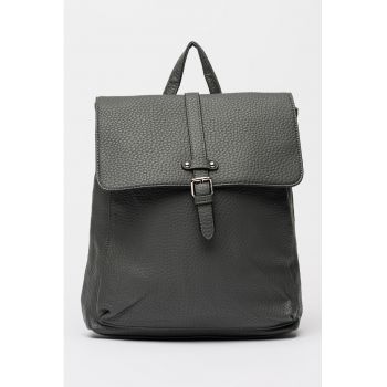 Rucsac de piele ecologica cu inchidere cu clapa