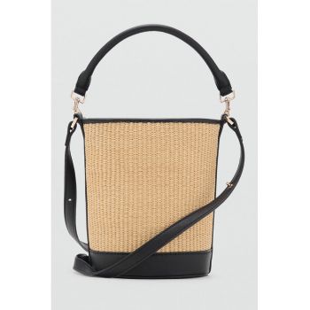 Geanta bucket cu garnituri de piele ecologica