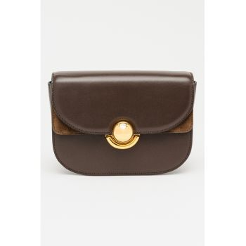 Geanta crossbody de piele cu clapa