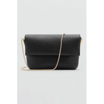 Geanta crossbody din piele ecologica cu bareta din lant si clapa