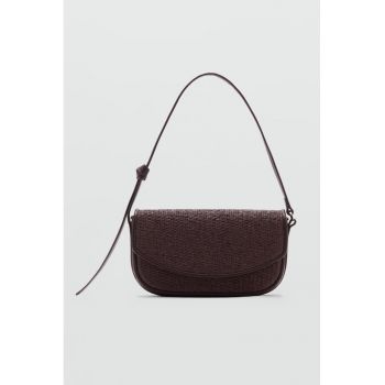 Geanta crossbody din rafie cu clapa