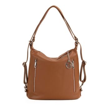 Geanta de piele cu bareta de umar si aspect texturat