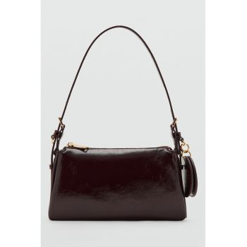 Geanta de piele ecologica cu bareta de umar si accesoriu detasabil