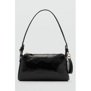 Geanta de piele ecologica cu bareta de umar si accesoriu detasabil