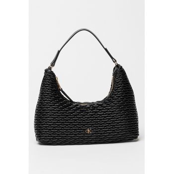 Geanta de piele ecologica cu bareta de umar si aspect texturat