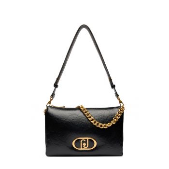 Geanta de piele ecologica cu bareta de umar si lant decorativ