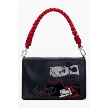 Geanta de piele ecologica cu maner si model Mickey Mouse