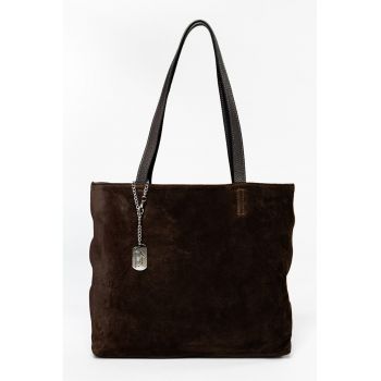 Geanta de piele intoarsa cu bareta de umar