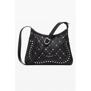 Geanta din piele ecologica cu bareta de umar si anouri metalice