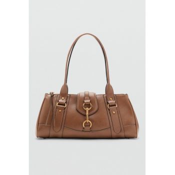 Geanta din piele ecologica cu bareta de umar si catarama