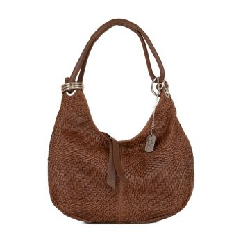 Geanta semiluna din piele cu aspect texturat