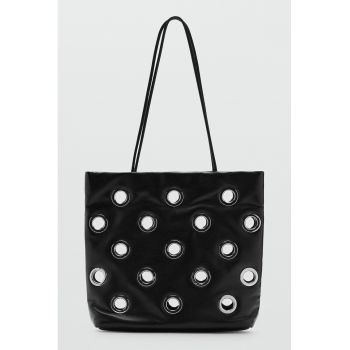 Geanta tote de piele ecologica cu decupaje metalice