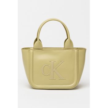 Geanta tote din piele cu model monograma in relief