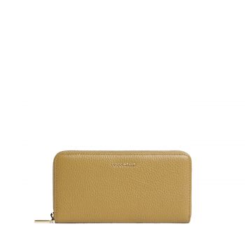 Metallic large zip around grained leather wallet seagrass