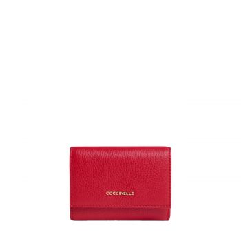 Metallic soft small grained leather scarlet