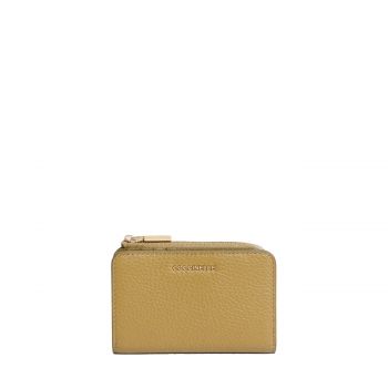 Metallic soft small grained leather wallet seagrass