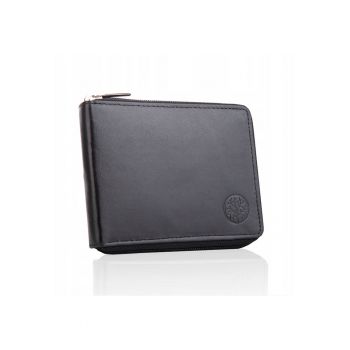 Portofel pentru barbati -  Piele - 13x10x2 cm - Maro