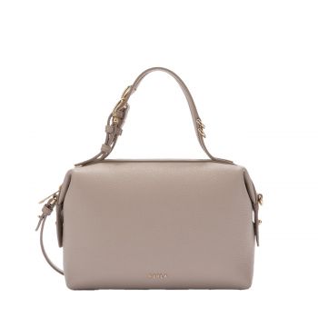 Double mini boston bag linen